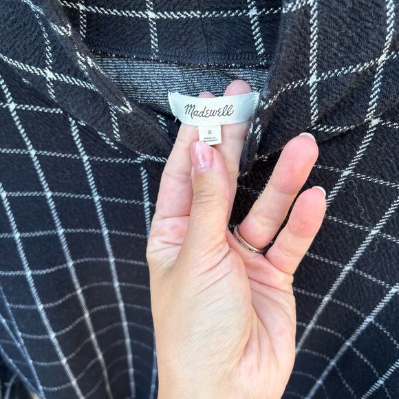 Madewell Black and White Plaid Mock Neck Sweater - Picture 3 of 5